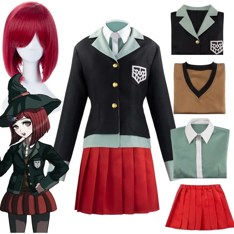 

Anime Danganronpa Yumeno Himiko Cosplay Costume School Uniform Wig Coat Shirt Skirt Vest Hat Full Set Uniform Christmas Party