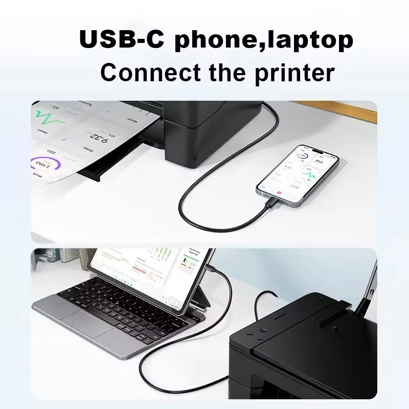 Premium USB Type C to USB Type B 2.0 Printer and Scanner Cable