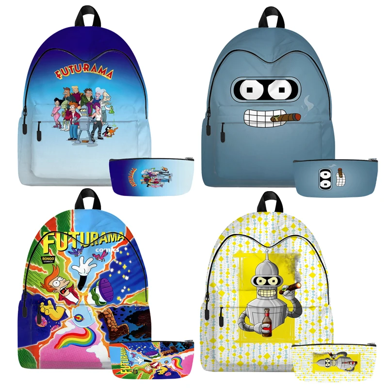 2pcs Set Fly Out Bender Backpack Boys Girls School Students Waterproof Back Pack Laptop Cute Book Bag with Pencilcase