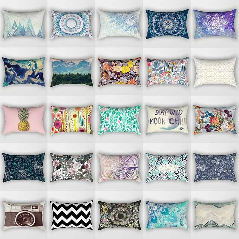 

30x50cm mandala flower single-sided pattern rectangular pillowcase home decoration car sofa cushion cover decorative accessories