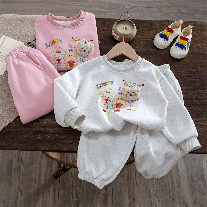 세트 라운드 넥 긴팔 바지 2 피스 용수철, 가을 캐주얼 패션 스포츠 세트, 12-6 세, 2024