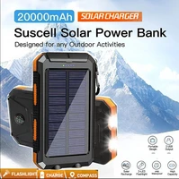 Banque d'énergie solaire étanche grande capacité Powerbank charge rapide batterie externe avec SOS pour IPhone Samsung Xiaomi 1