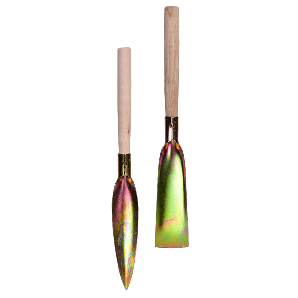 2 Pcs Small Flower with Wooden Handle Shoveling Soil Tools Planting Outdoor Gardening Household Thickened Efficient