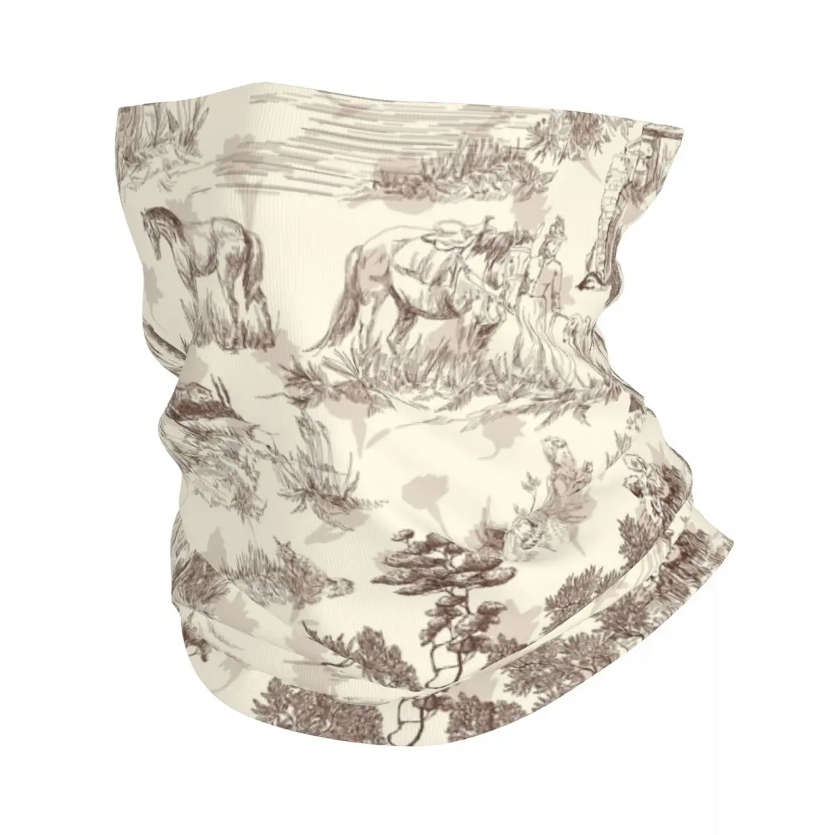 

Toile De Jouy Sepia Vintage Parisian Art Design Winter Headband Neck Warmer Women Men Ski Hunting Tube Scarf Face Bandana Gaiter