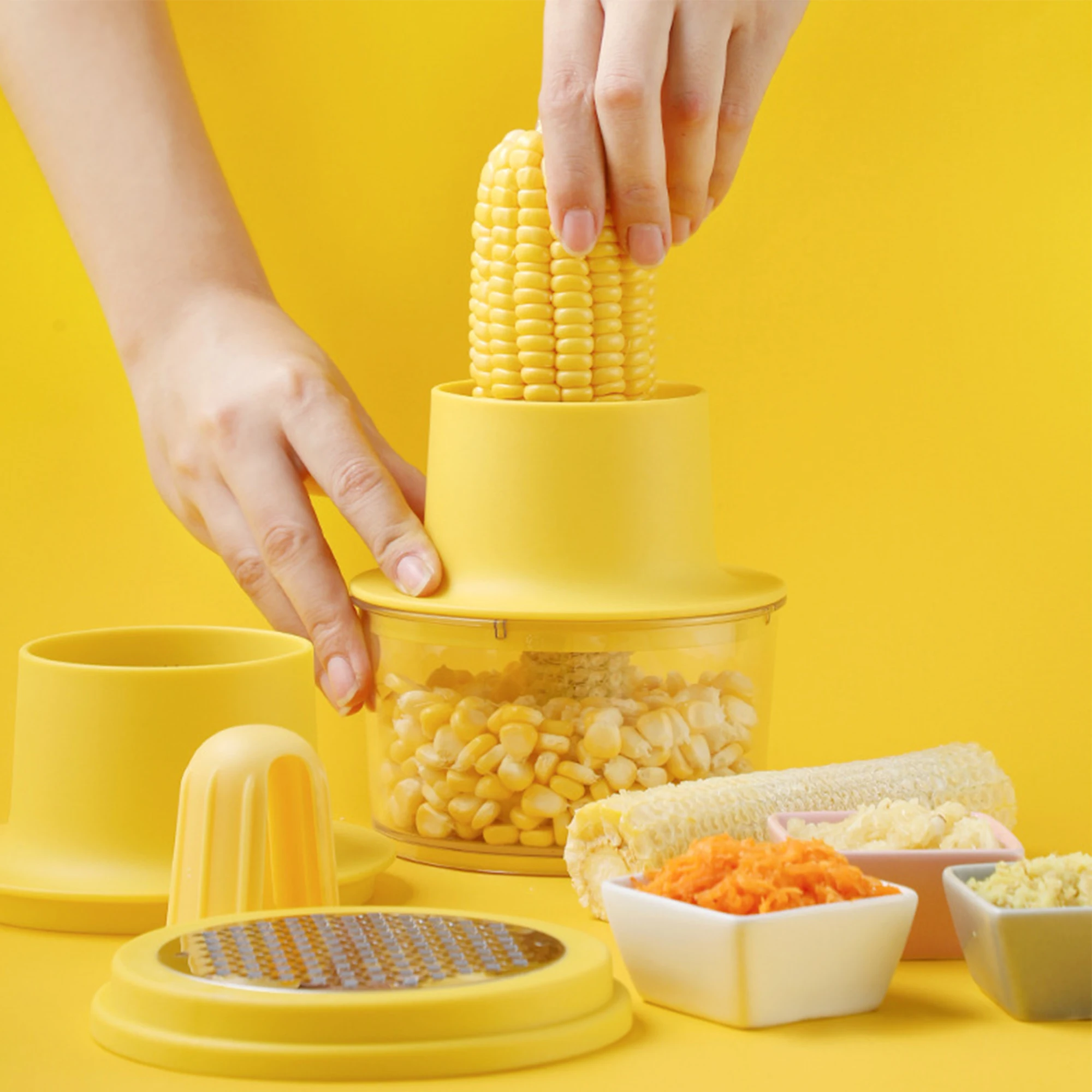 

Corn Peeler Corn Stripper Quickly Remove Kernels From Corn Cob Stripping Tool with Built-In Cup Grater Corn Kernel Cutter Ginger