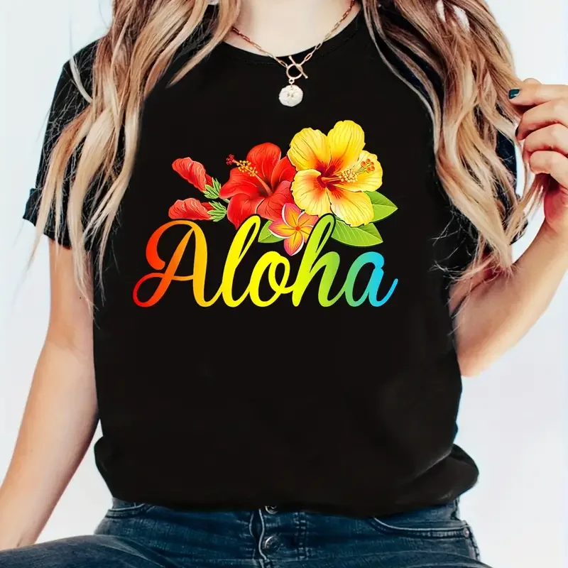 Top Polera Hawaiana Mujer Aloha Camiseta Hawaiana De Vacaciones