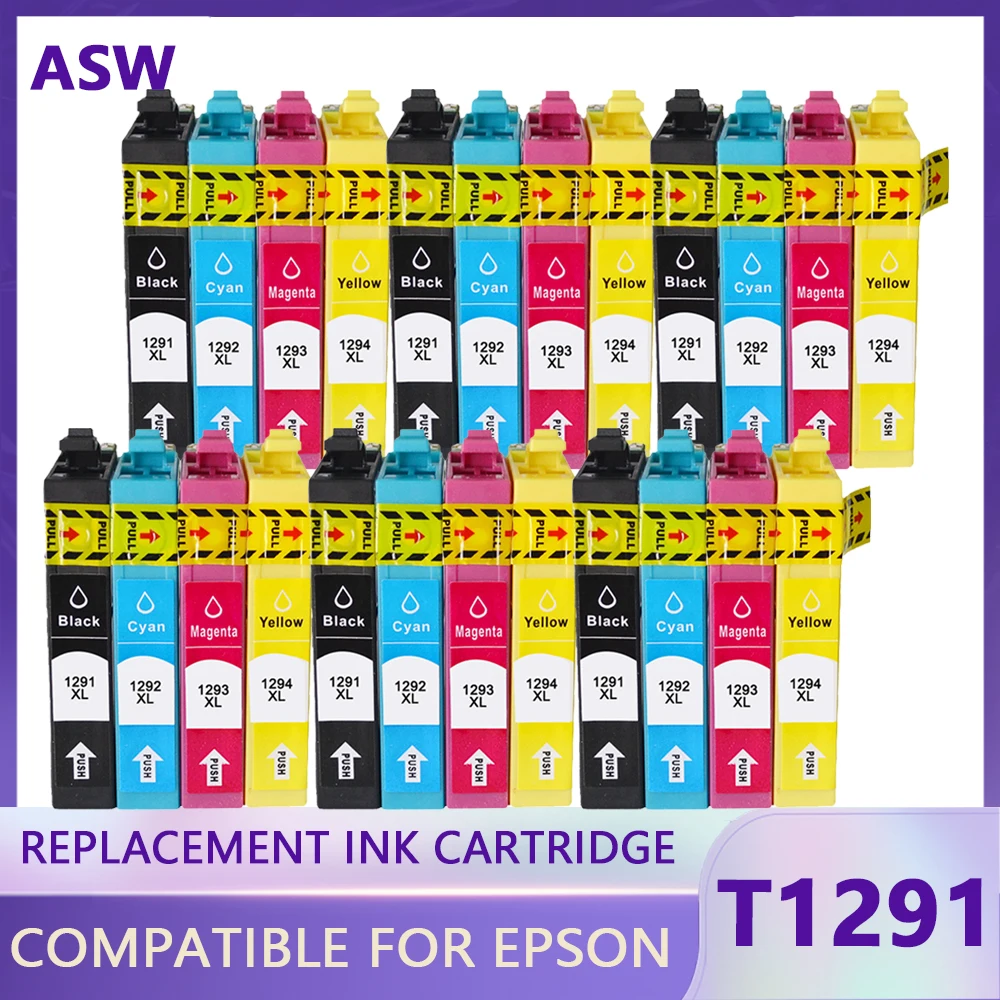 цена Full Ink Cartridge Replacement for Epson T1291 T 1291 12XL 1291 XL Ink Cartridge for Stylus SX420W SX425W SX525WD SX230