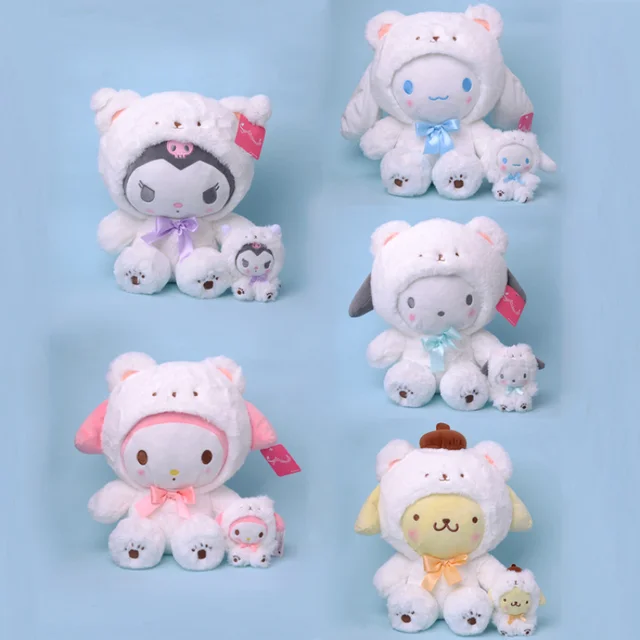 Porte-clés en peluche Sanrio pour enfants, 12-20Cm, Hello Kitty Kuromi,  ours polaire, Kawaii, dessin