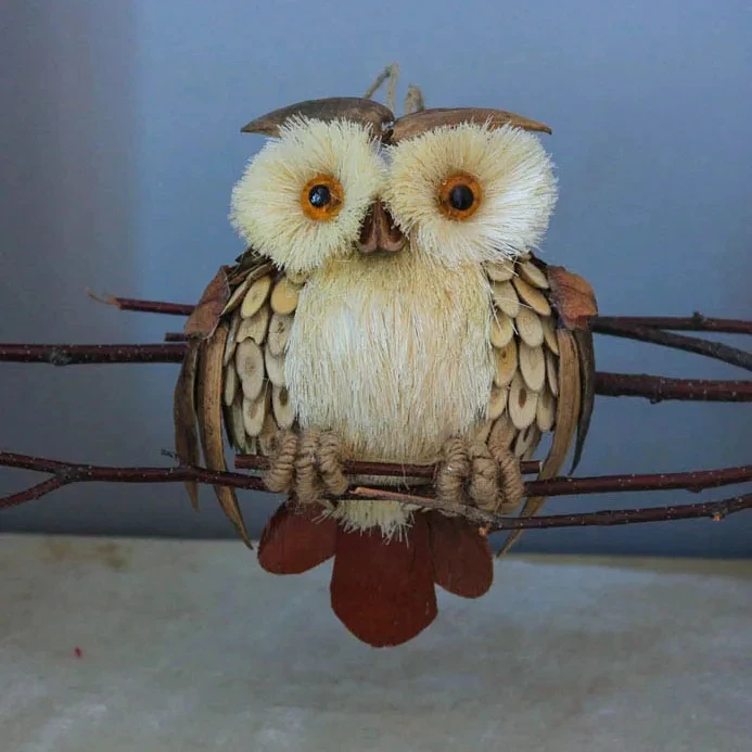 Handmade Natural Straw Hanging Ornaments, Owl Pendant, Christmas Party Supplies, Home Garden Decor, Tree Decorati Craft 5