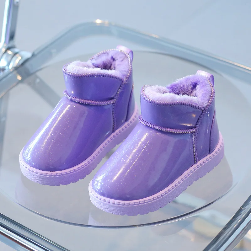 Baby Meisjes Toevallige Snowboots Veelzijdige Winter Nieuwe Koreaanse Stijl  Paars Eenvoudige Waterdichte Kids Fashion Jongens Ronde Teen Enkel laarzen|  | - AliExpress