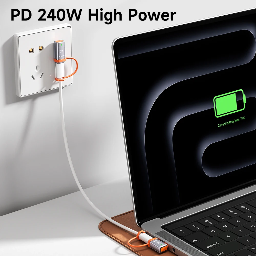 Toocki USB4.0 240W 고속 충전 OTG 어댑터 80Gbps 데이터 어댑터 90도 USB 타입 C 컨버터 (휴대폰, 맥북, 노트북용) 8K@60Hz 지원