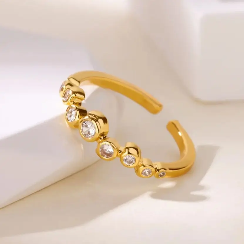 Dainty Zircon Stars Crescent Moon Rings for Women