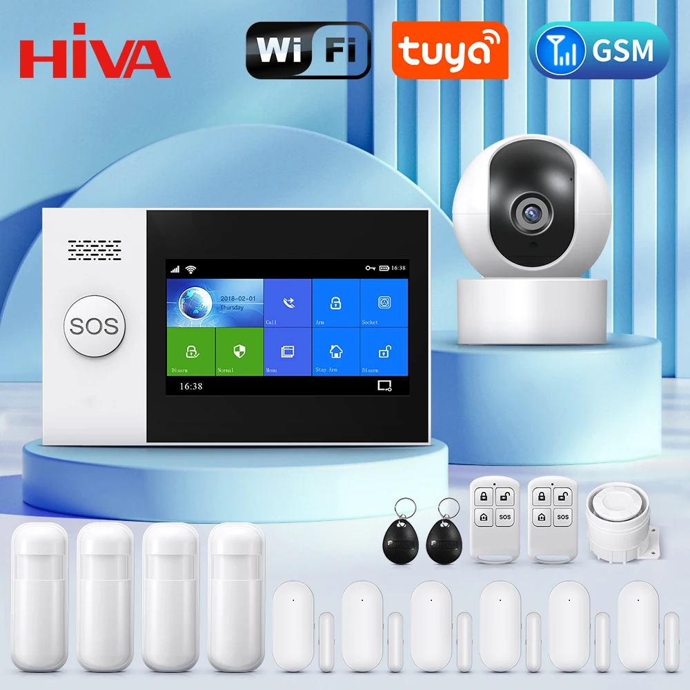 Pg-107 Tuya Wireless Wifi Gsm Sistema Di Allarme Antifurto Domestico Telecamera Ip Sensore Di Movimento Pir Sensore Porta Kit Di Allarme Di Sicurezza 