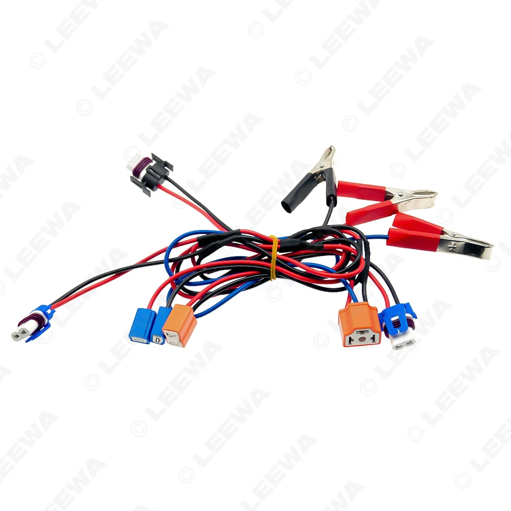 LEEWA 자동차 LED HID 플러그 어댑터 전원 코드, 클립 포함, H1/H4/H7/9005 소켓, 자동 조명 테스트 와이어 하네스 케이블  CA5623