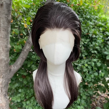 Brown 13x4 Synthetic Lace Front Wigs for Women Cosplay Shoulder Length Short Curly Synthetic Wigs Layers Ponytails Glueless Wigs