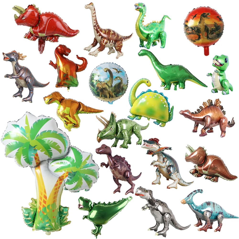 

Large 4D Dinosaur Foil Balloons Jungle Animal Baby Boys Birthday Party Decors Jurassic Standind Dragon Kids Toys Air Globos