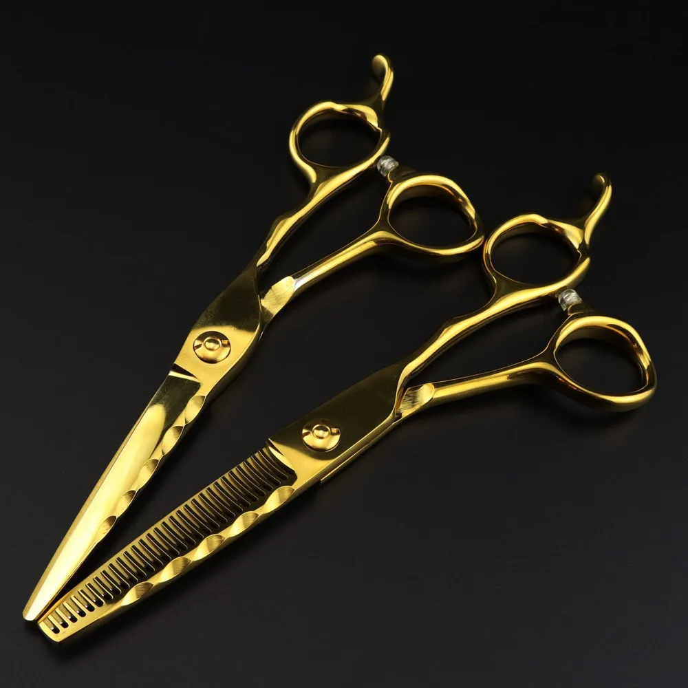 

Professional JP440c steel 6 '' Gold wave hair scissors haircut scissor thinning barber makas cutting shears hairdresser scissors