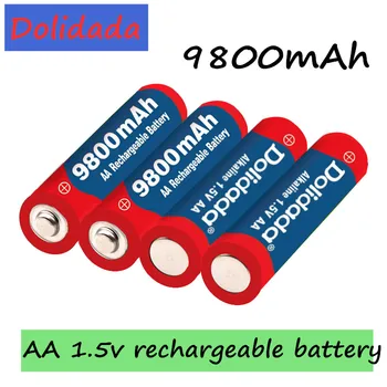 Dolidada 2023 New Tag 9800 MAH rechargeable battery AA 1.5 V. Rechargeable New Alcalinas drummey +1pcs 4-cell battery charger