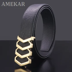 Fashion Smooth buckle full grain leather belt men designer Cowskin black Waist Strap luxury famous brand ceinture homme Q9