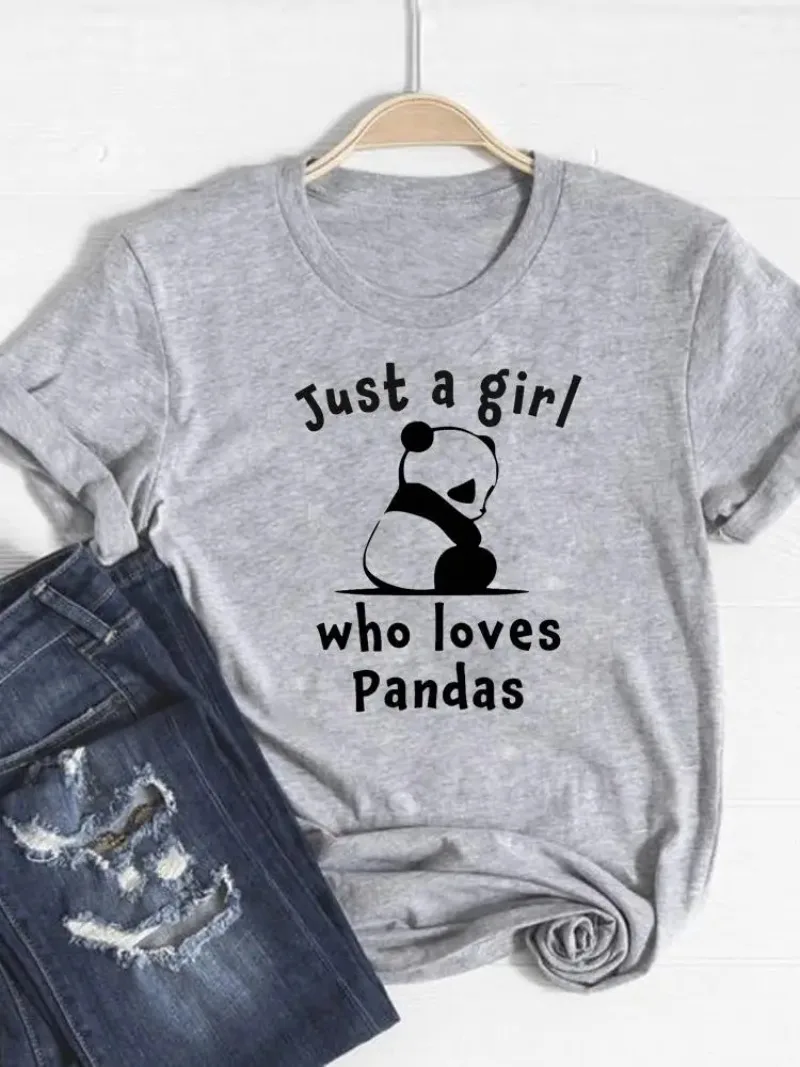 

Женская футболка с принтом панды, летняя футболка с коротким рукавом и графическим принтом