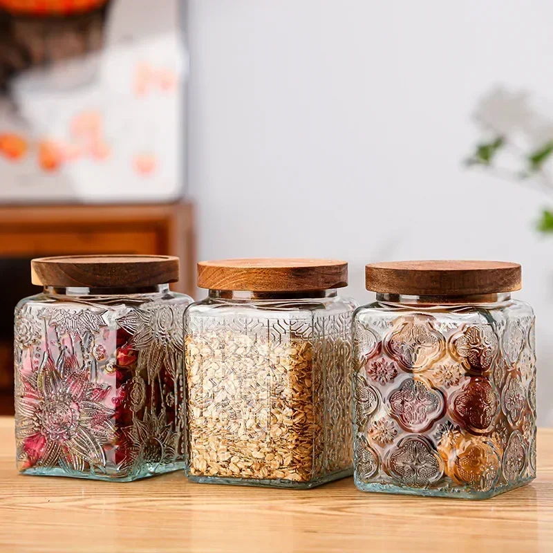 Airtight Containers for Food Glass Pots Airtight Lids Transparent Boxes for Storage Box Mason Jar Sealed glass jars with lids 4