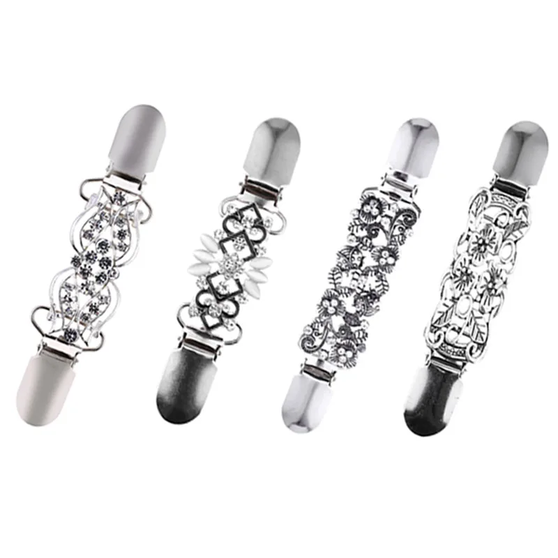 1PCS Duck-mouth Clips Sweater Cardigan Clip Beaded Pearl Pin Brooch Shawl Shirt Collar Buckles For Clothing Decor