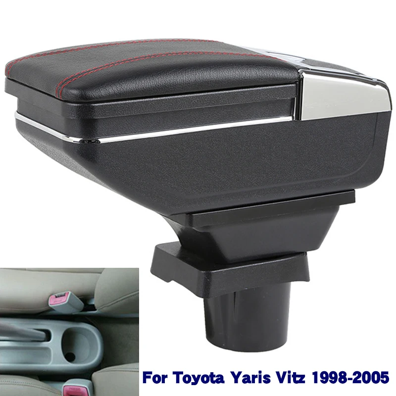 

For Toyota Yaris Vitz Armrest Box For Toyota Yaris Vitz Hatchback 1998-2005 Car Armrest box Interior parts Storage box with USB