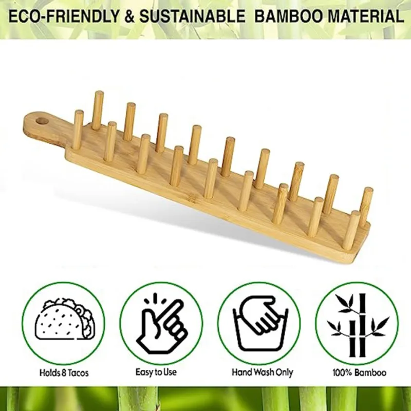 Bamboo Wooden Taco Holder Potato Chips Corn Roll Rack Tray Shelf Tortilla Burritos Rack Tray Parties Restaurants taco holder
