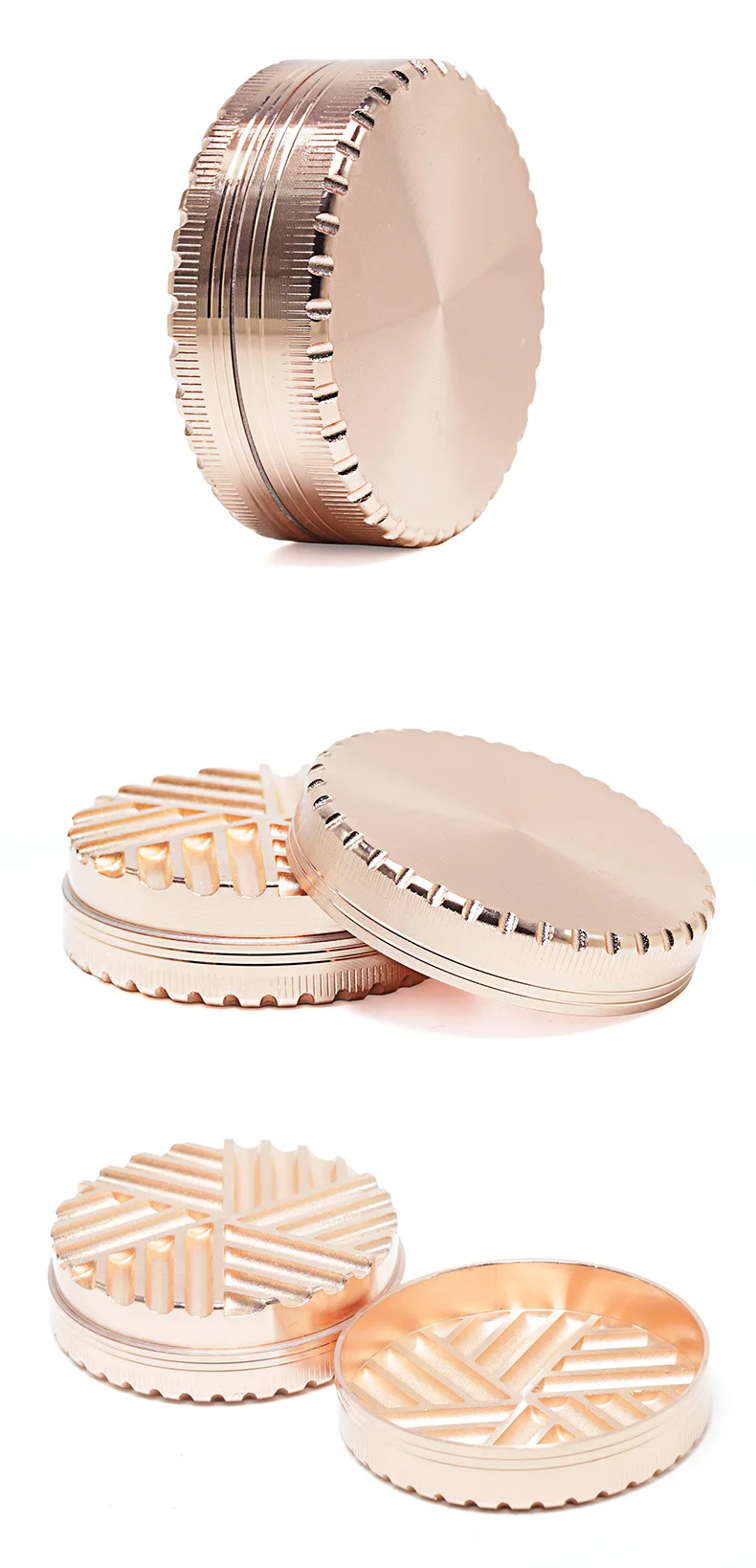 63mm Toothless Tobacco Herb Grinder Herbal Grinders 2 Layers creative aluminum alloy Smoke Breaker Spice Crusher Mill Shredder 4