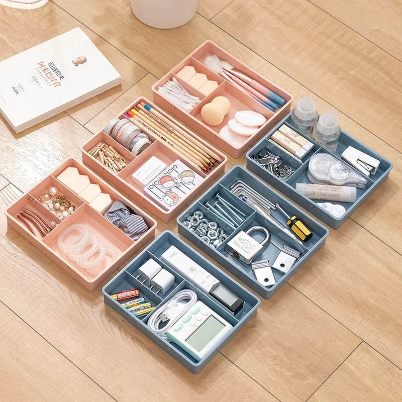 Organizzatore per cassetti da scrivania Scatola di immagazzinaggio multi-cella impilabile Vassoio Toletta Organizzatore di gioielli Organizzatore di trucco per l'home office - immagine 4
