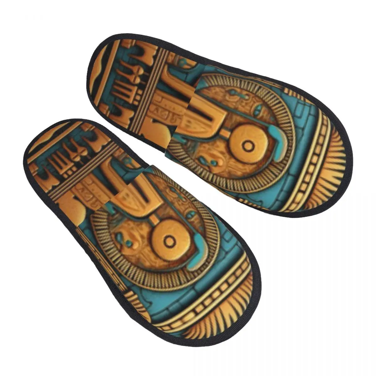 

Home Slippers Indoor Bedroom Slipper Egyptian Hieroglyphs Flip Flops Autumn Winter Furry Plush Shoes