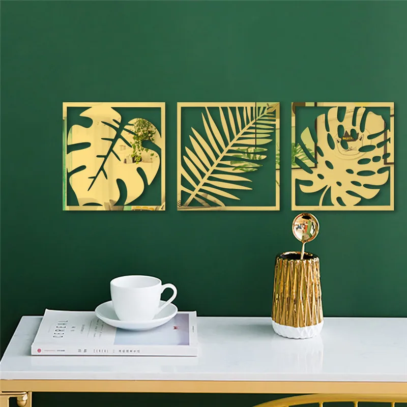 Autocollant Mural Plante Verte,Sticker Mural Plante Tropicale,Ginkgo Vert  et Feuilles De Palmier Stickers Muraux, 