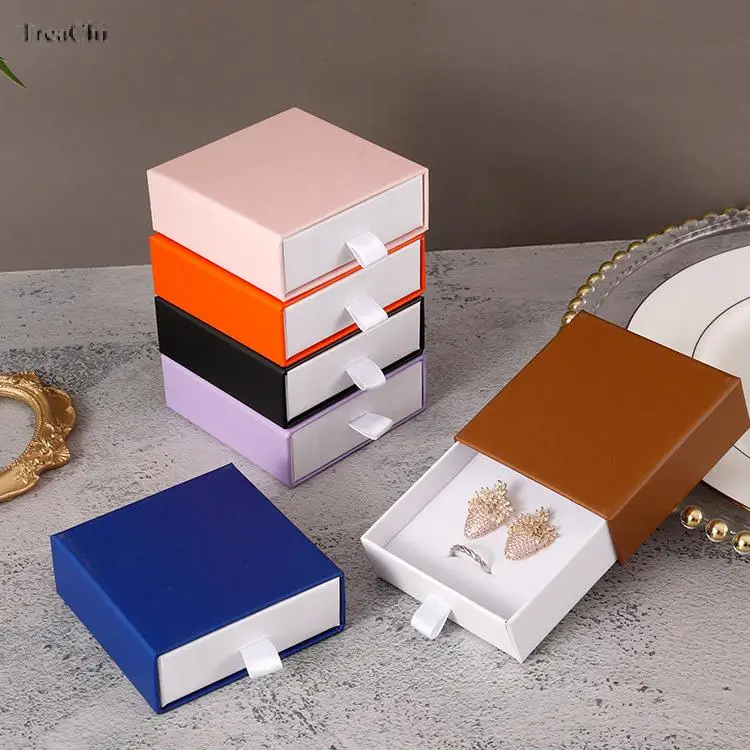 Cardboard Gift Packaging Box White Pad Inside Necklace Storage Case Multicolour Wholesale 10Pcs/lot Ring Earring Bracelet Holder