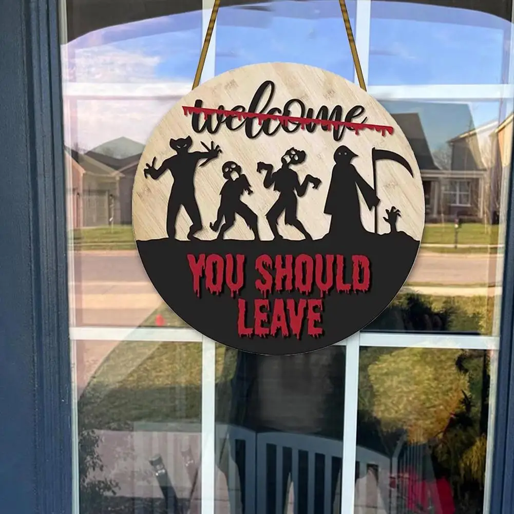 

Висячий знак на крыльцо, Хэллоуин, знак приветствия, декор на входную дверь для фермерского дома, бара, наружное окно, настенный ужасный узор