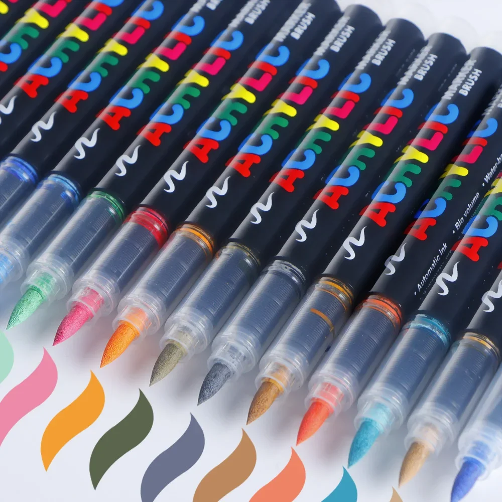 Acrylic Paint Pen Set - 12-168 Colors Brush Tip Markers for Rock Wood Canvas and Stone DIY Crafts  Christmas Gifts