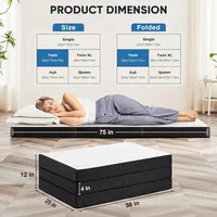 Tri-fold Memory Foam Mattress - 4 Inch Twin Size Portable Floor Bed,Foldable Mat for Kids and Adults,Collapsible&Washable Cover 2