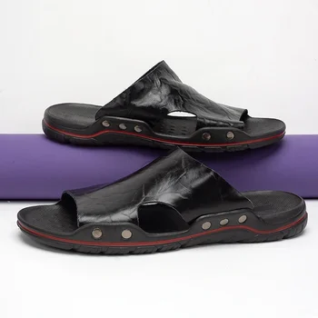 Men's Slippers Summer Classic Breathable Men's Sandals Versatile Comfortable Non Slip Casual Men's Sandals Beach Wear Slippers 2