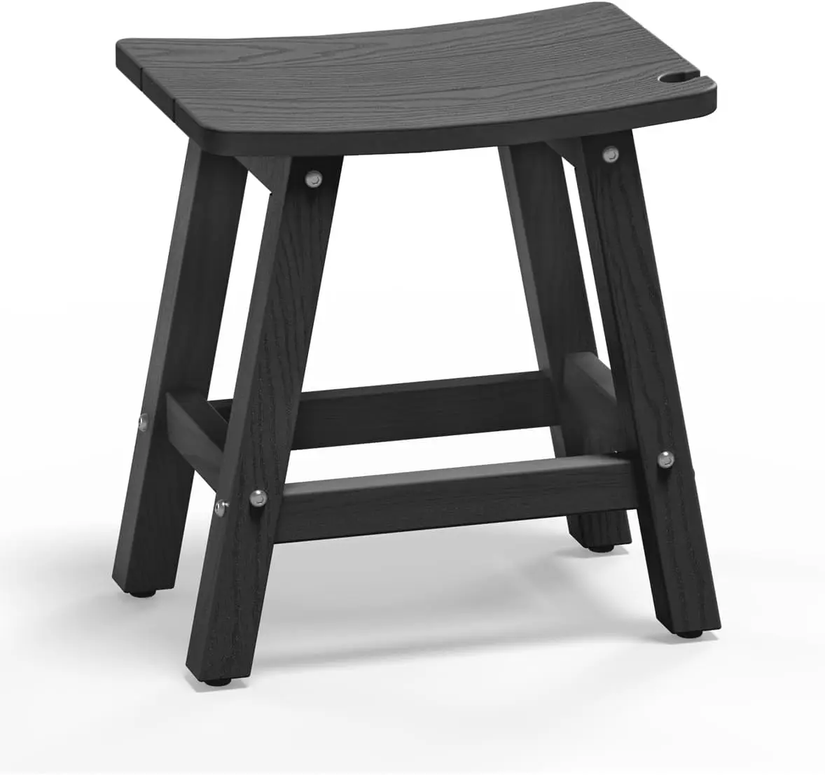 Stool for Inside Shower, Non-Slip Seat with Head Base, Poly Lumber Bench for Bathroom, Living Room (Black)