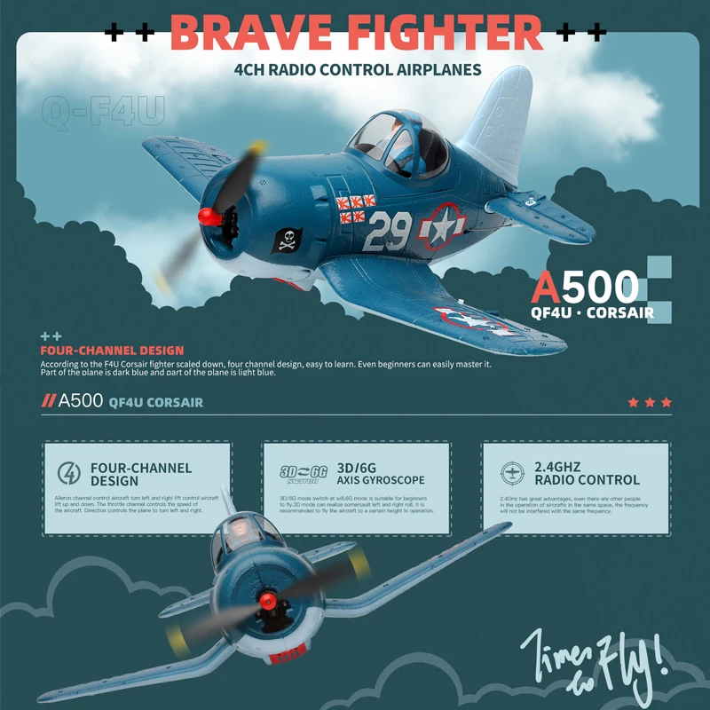 WLtoys A500 2.4G RC Plane 4Channels Remote Control Flying Model Glider Airplane 1020 Brushed Motors EPP Foam Toys for Children