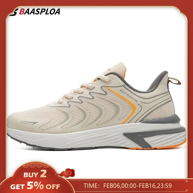  Baasploa Men Sport Shoes New Mesh Breathable Running Shoes for Men Lightweight Colorful Walking Sneakers 