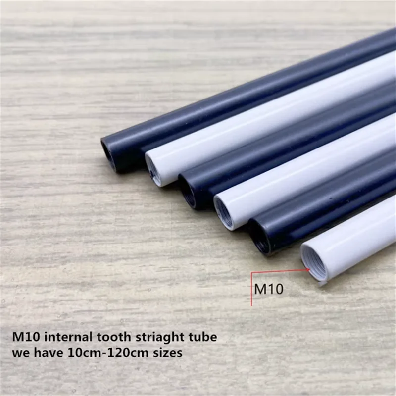 2 pieces M10 Inner tooth Tube connecting Metal Pipe Hollow Straight rod Lighting accessories DIY Screw threaded tube led lamp accessories