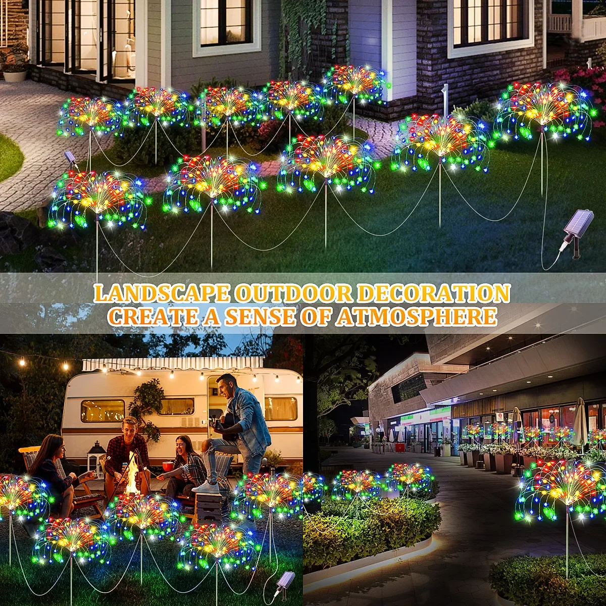 5Pcs Solar Power Fireworks Light 400LEDS Outdoor Solar Light Waterproof LED Fairy Lights 8 Modes Lighting For Garden Lawn Yard