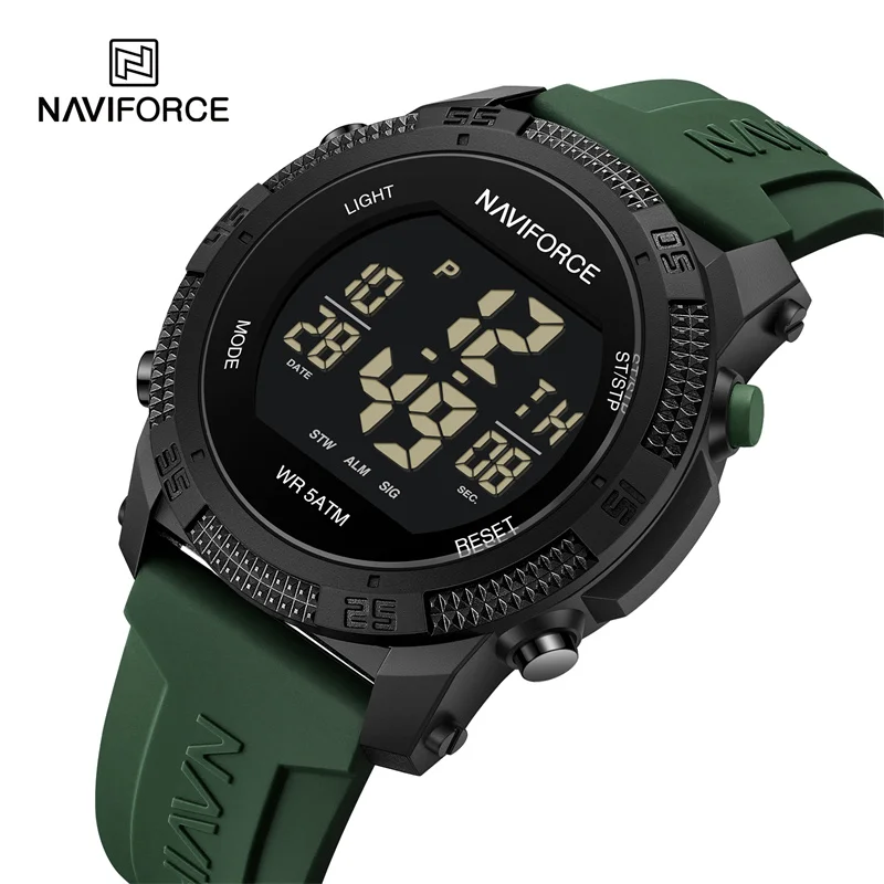 

NAVIFORCE Watch For Men Fashion Creative Silicone Strap Date and Week Electronic Wristwatches Waterproof LCD Digital Clock 2024