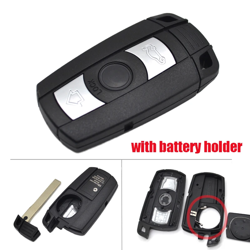 Premium Smart Key Case with Key Blade - 3-Button Remote Car Key Fob Replacement