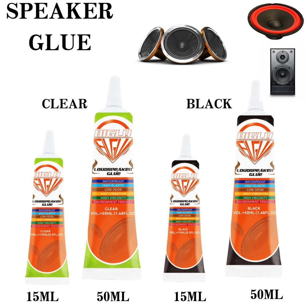 15/50ML Loud Speaker Repair Glue Black Clear Foam Side Dust Cap Rubber Edge Cone Basin Strong Adhesive