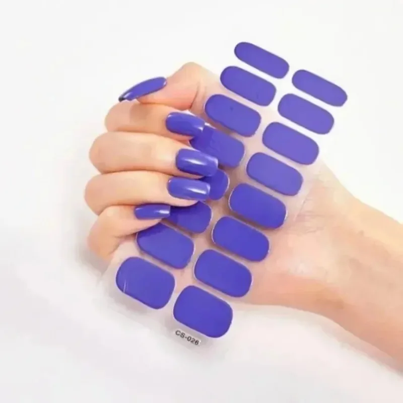 UV Semi-Cured Gel Nail Wraps Sticker 5D Pure Color Full Cover UV Lamp Gel Sticker Long-Lasting Nail Extension Patch Strip