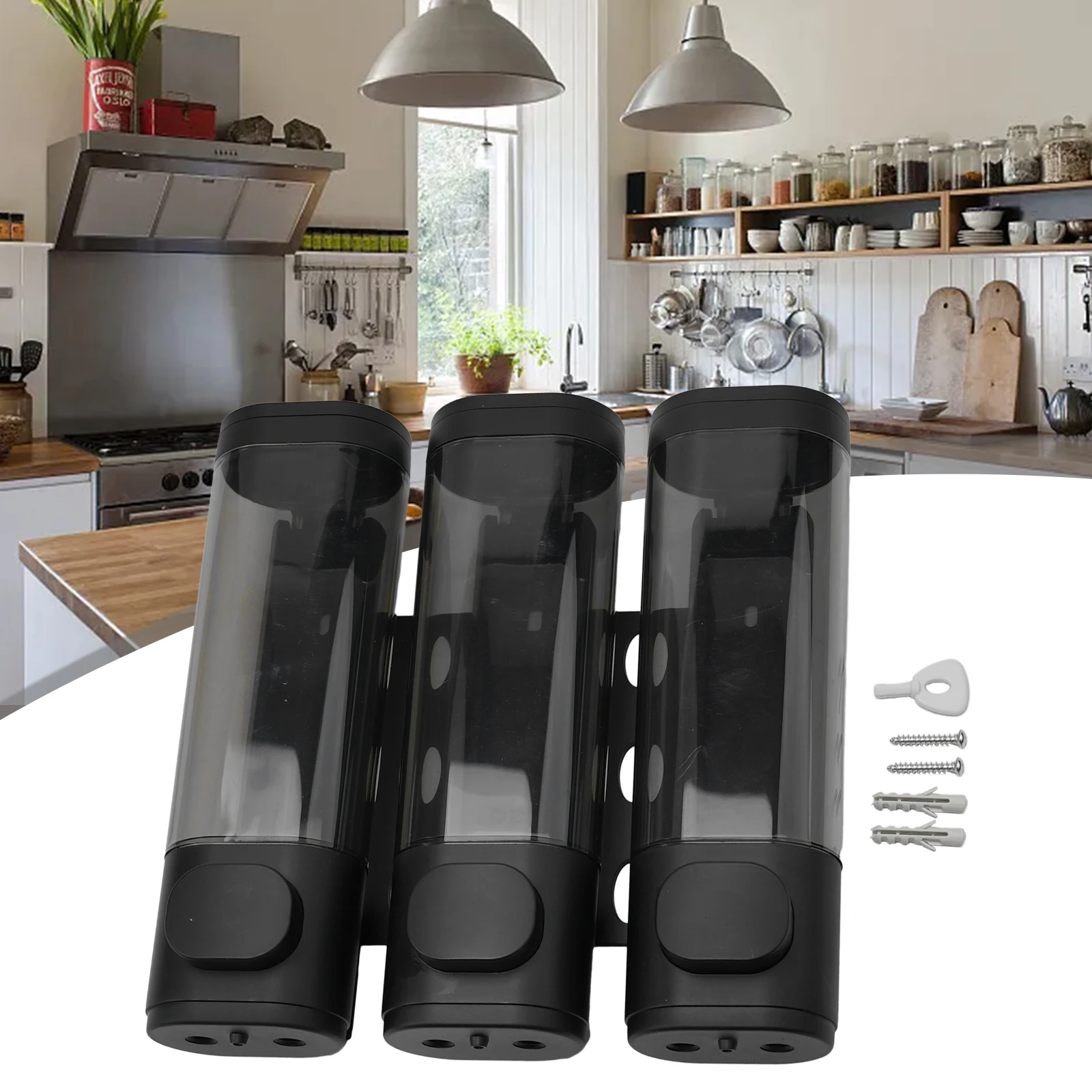 Description Picture 2 of itemBathroom Organization 3-in-1 Shower Dispenser Bathroom Wall Dispenser Compact Design Easy Installation Elegant Design