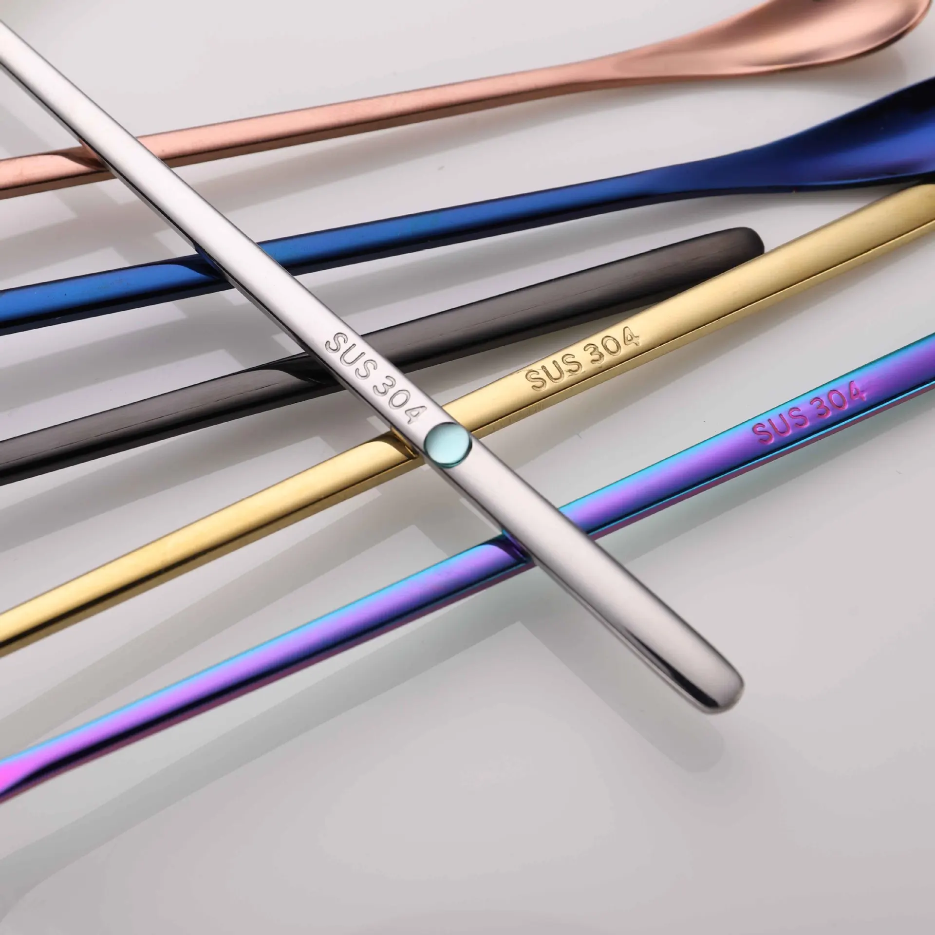 304 Stainless Steel Bar Spoons Long Handled Ice Cream Spoons Cocktail Dessert Spoon Tableware Kitchen Supplies 19/22.5cm