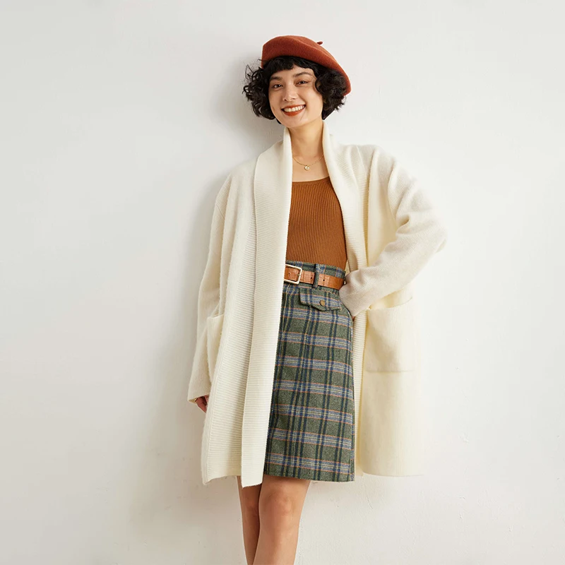 

Hot Sale Autumn Winter New 100% Cashmere Cardigan Sweater Women's Solid Color Fashion Long Female Loose Large Size Knitted Coat