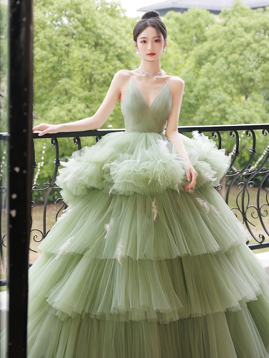 Buy Pistachio Green Gown by Designer VARUN CHAKKILAM Online at Ogaan.com